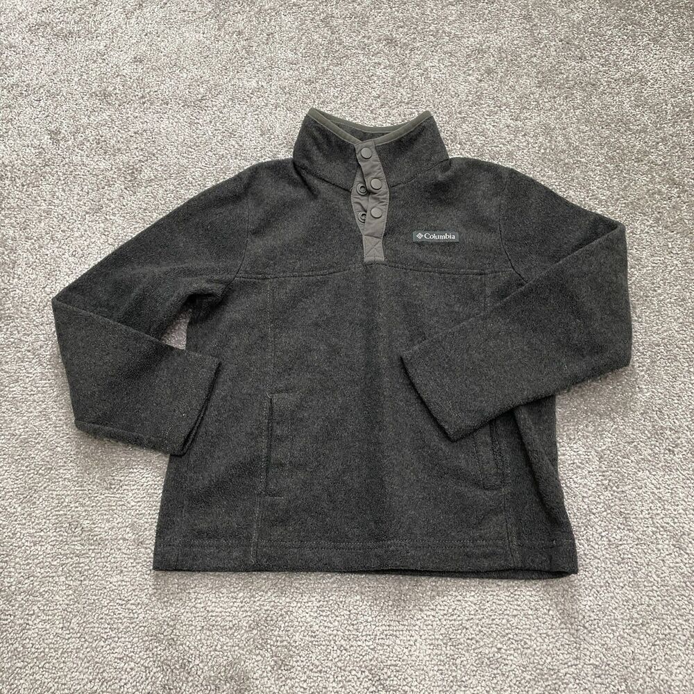 Columbia Fleece Jacket Youth Unisex Small Dark Gray 1/4 Snap Button Outdoor